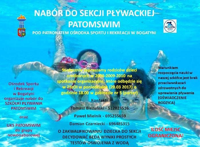 Nabór do Szkółki Pływania PATOMSWIM
