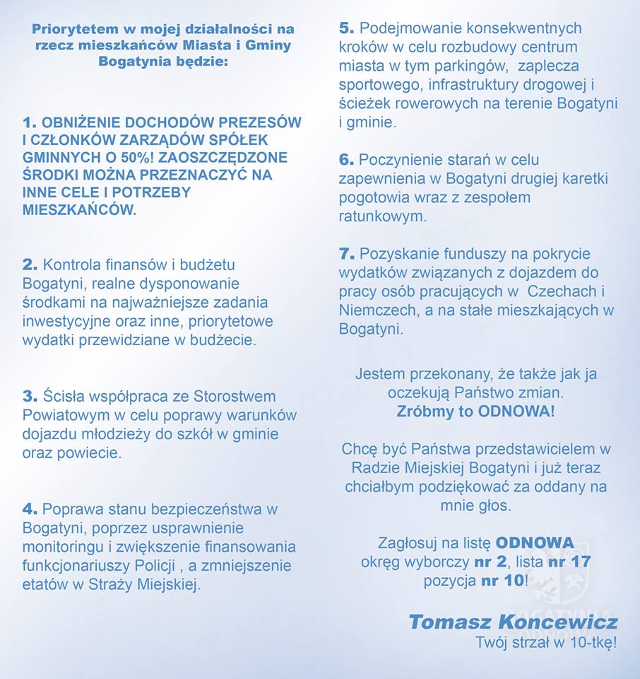 Tomasz Koncewicz - program