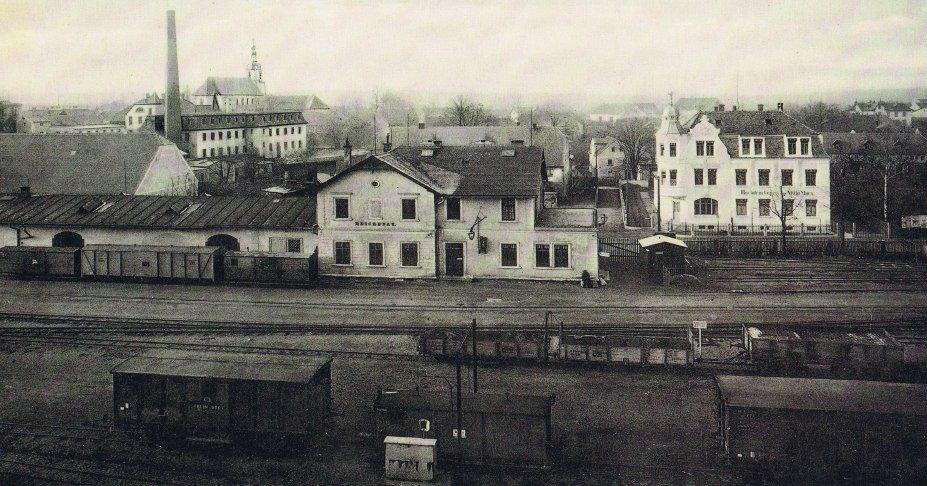 Dworzec Saksońskiej Kolei Wąskotorowej w Reichenau (źródło: Schmalspur-album Sachsen Band III, K. Sächs.STS E.B. 1881-1920)